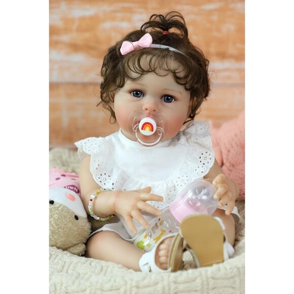 20 Inch Reborn Baby Doll Girl Realistic Newborn Soft Vinyl Body with Accessories - Picture 2 of 9